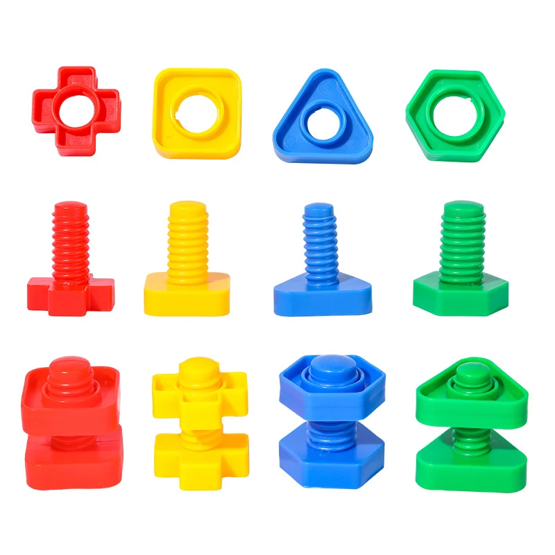 Educational Children's Toy Plastic Screw Nut Combination Connection Block Enhancing Cognitive Skills through Interactive Play