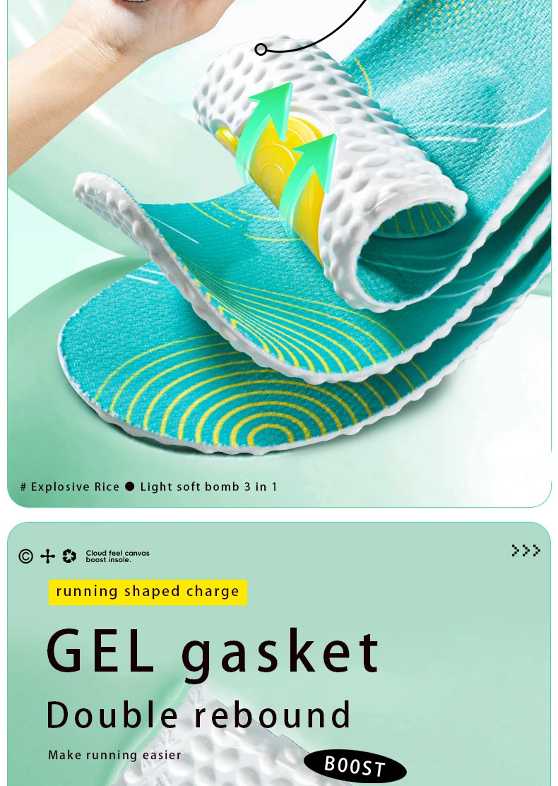 Perfect Hardness PU Sport Insole Popcorn Gel Soft Elastic Air Cushion Shockproof Breathable Arch Support Soft Light Shoe Inserts Perfect Hardness PU Sport Insole Popcorn Gel Soft Elastic Air Cushion Shockproof Breathable Arch Support Soft Light Shoe Inserts