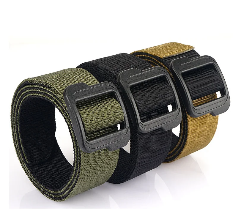 DFU156 Fashionable 2 layers men canvas polyester wait belts Plastic Buckle Men Security Guard Duty Tactical Belt