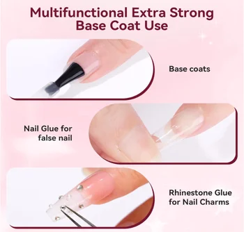 15ml Extra Strong Long-Lasting Gel Base Coat Nail for Nail Charms Press on Nails Soak Off LED Lamp UV Gel  Clear Foundation