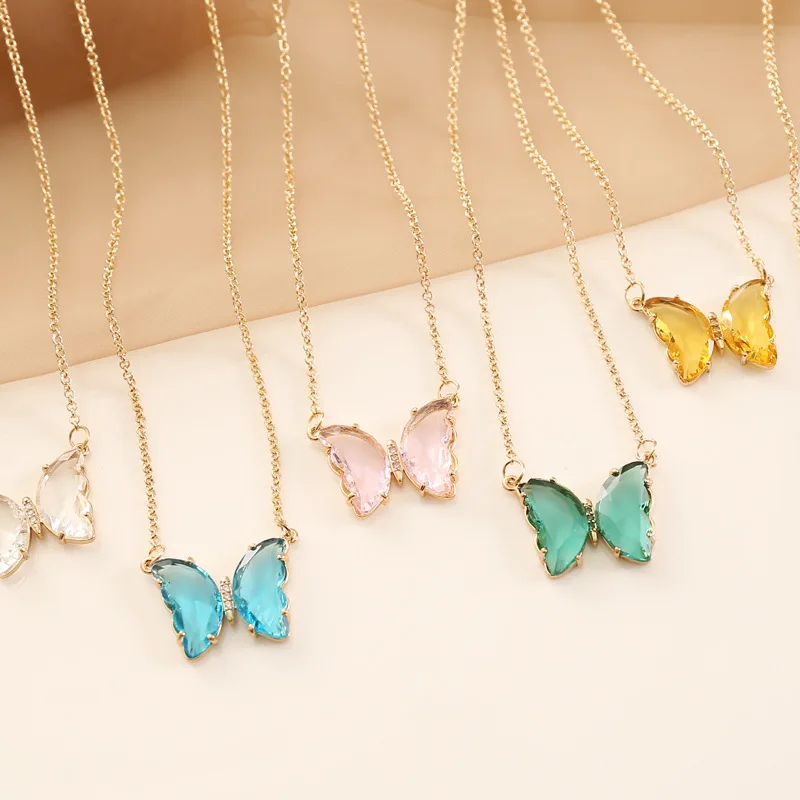 Buy Glass Butterfly Necklace,Clear 
