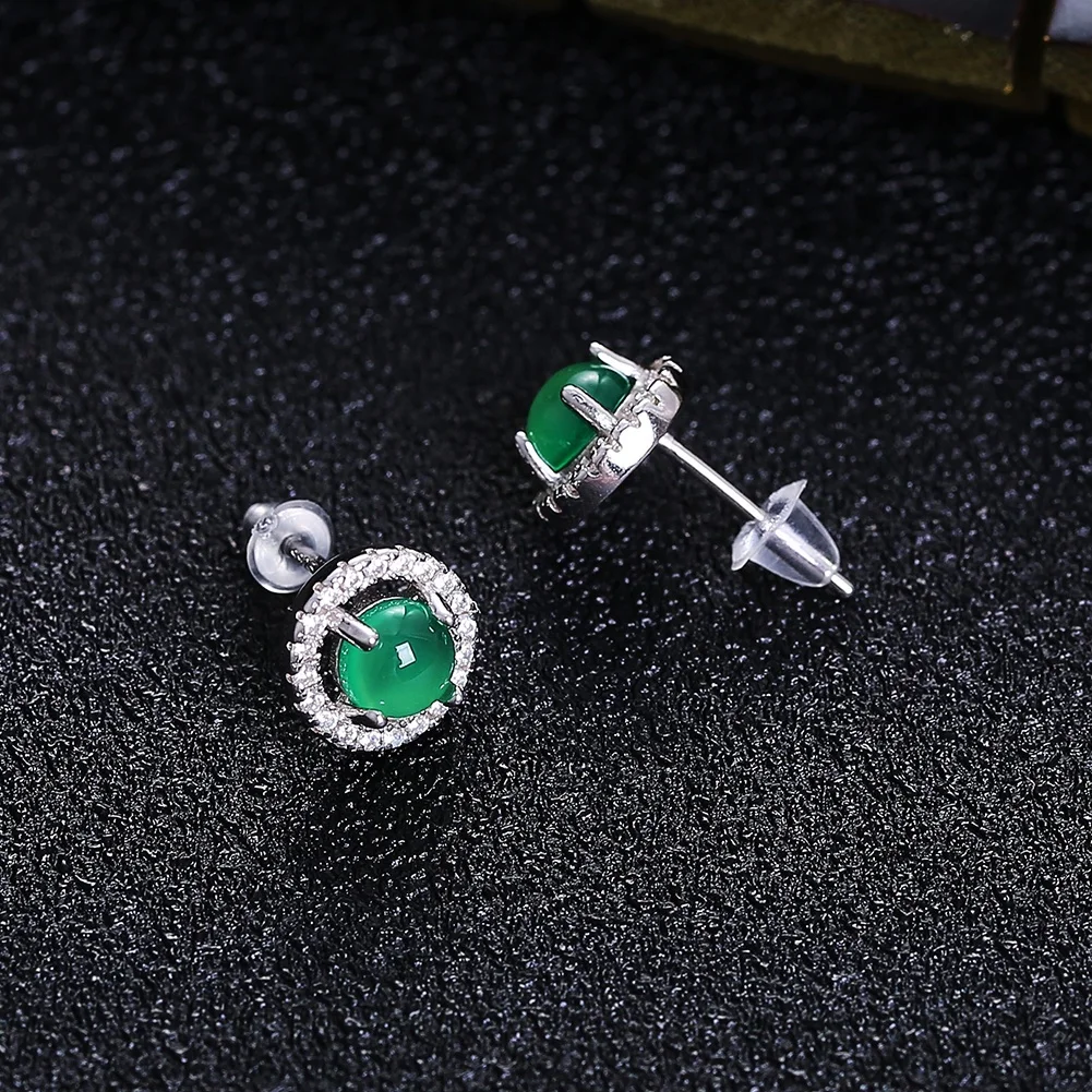 925 silver green chalcedony carnelian handmade earrings