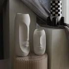 Vase Hot Artwork Drawing Decoration Frosted White Unique Ceramic Flower Vase Modern Human Face Morandi Vase