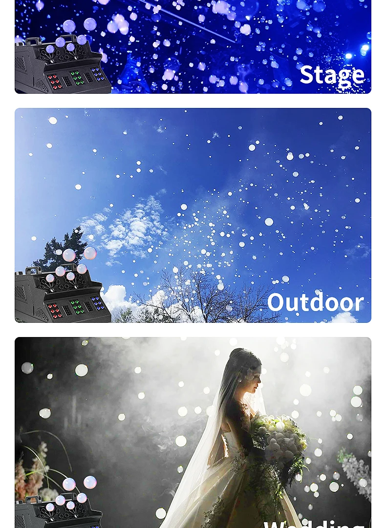 SHTX Professional 1500W Full Color Smoke Bubble Machine for Party Events Wedding with Remote Control LED Fog Bubble Machine