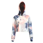 Hoodies Wholesale Fitness Workout Sweatshirts Custom Athletic Women Sports Crop Top Tie Dye Looking Hoodies