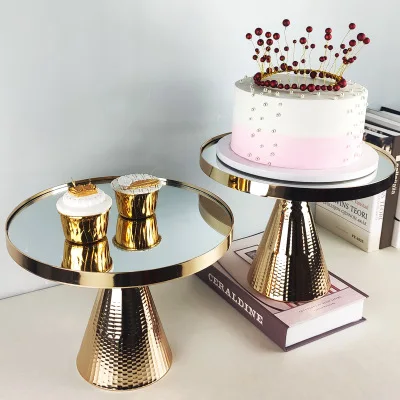 Mirror Cake Decorating Plate Crafts Wedding Party Cake Display Stand Round Cake Stand