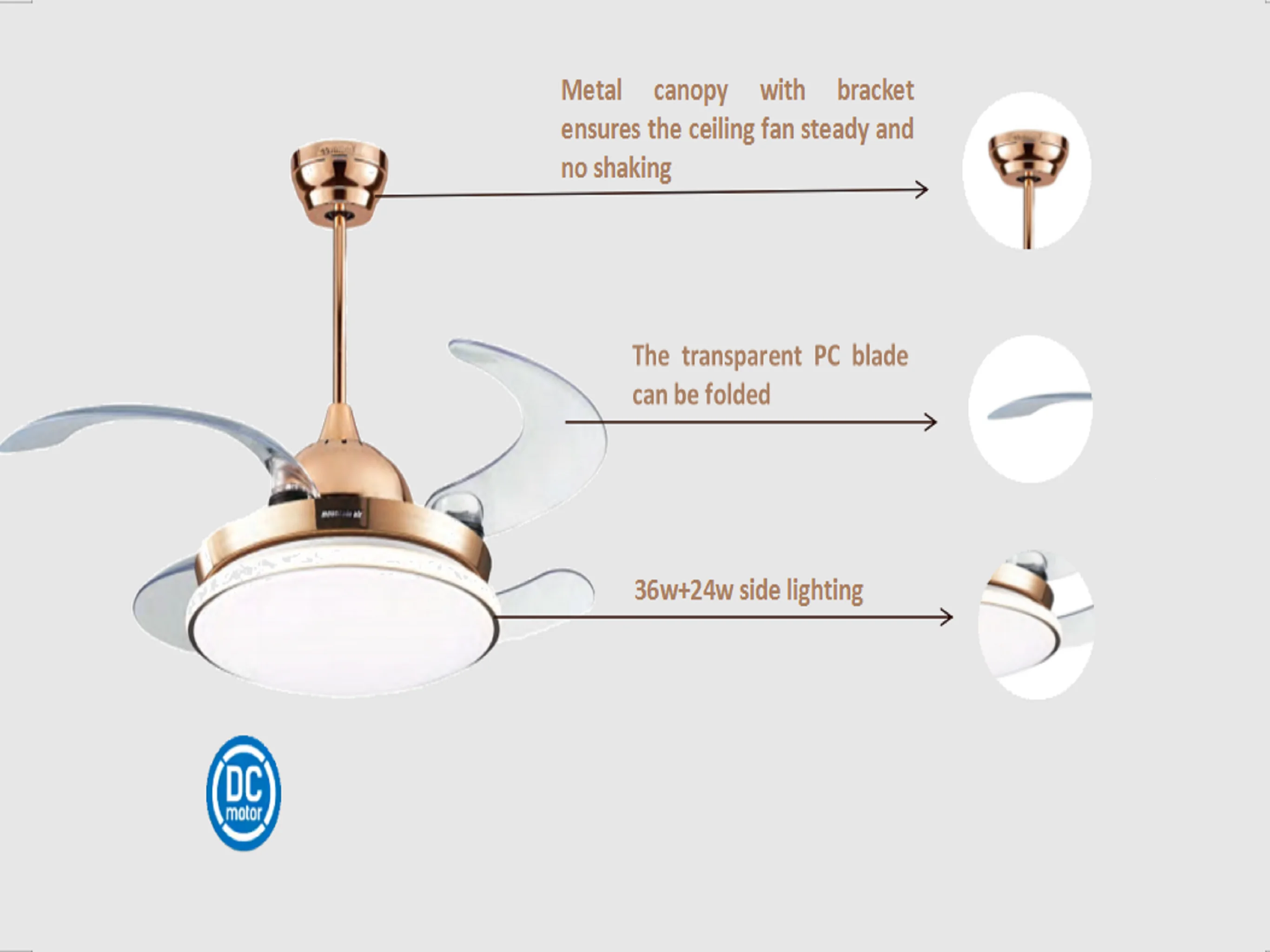 Ceiling Fan, 44-Inch, LED, ABS - detail 14