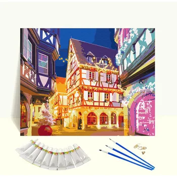 Custom 40x50cm Diy Painting by Numbers on Canvas Drawing Scenery Picture by Numbers Kits Wholesale