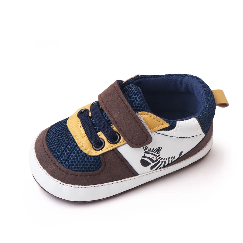 Spring and Autumn Cartoon zebra Leather Mesh Soft Sole Breathable Casual Infants Shoes for Boys supplier