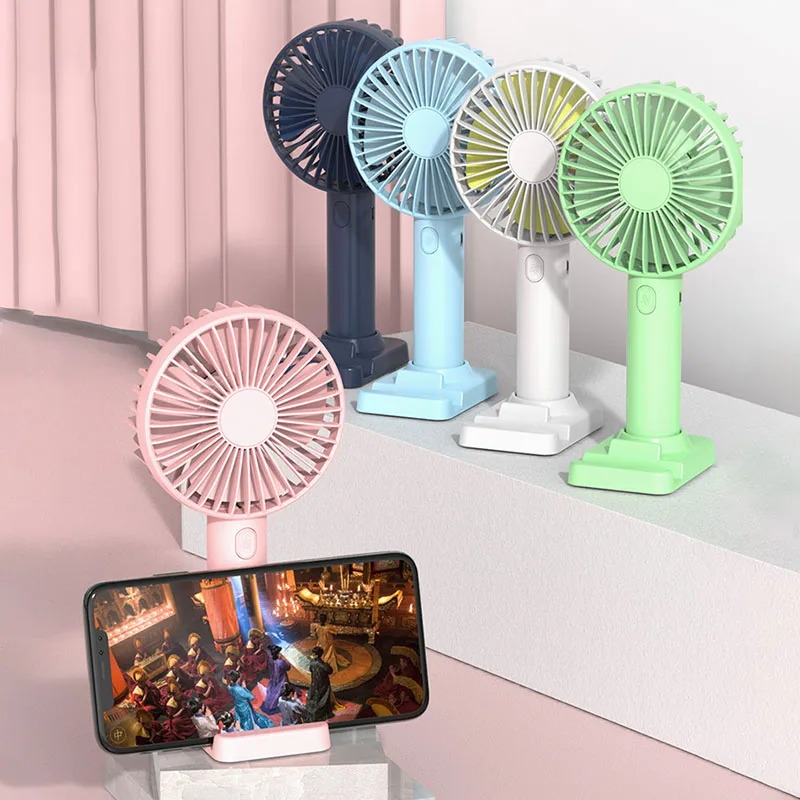 Mini Handheld Rechargeable Fan Portable & wearable fans Mobile Phone Holder Table Fan