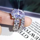 Eternity Rings Women Luxury Oval Princess Cut Wedding Ring Set For Women Engagement Band Eternity Jewelry