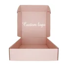 Pink Custom Logo Light Pink Corrugated Mailer Boxes Square Cardboard Packaging Mailer Boxes For Clothing