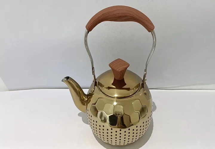 Top 10 W682658 Stainless Steel 1L 2L kettle water with color handle customized laser Logo tea pot with wooden handle