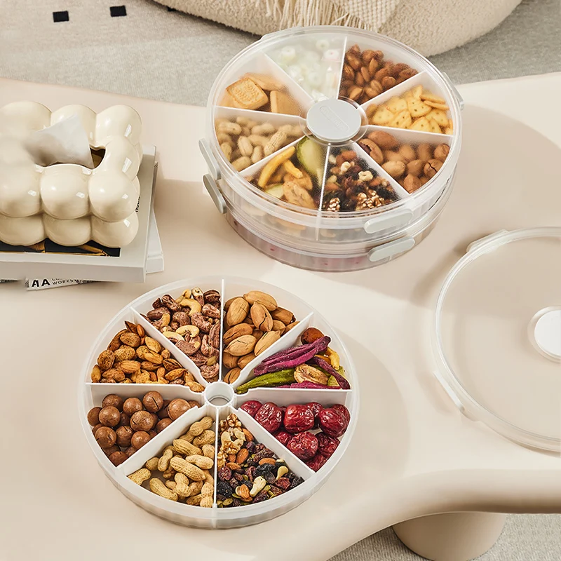 New Candy and Nut Serving Container Serving Trays with Lid 8 Compartment Appetizer Tray Divided Camping Snack Plate