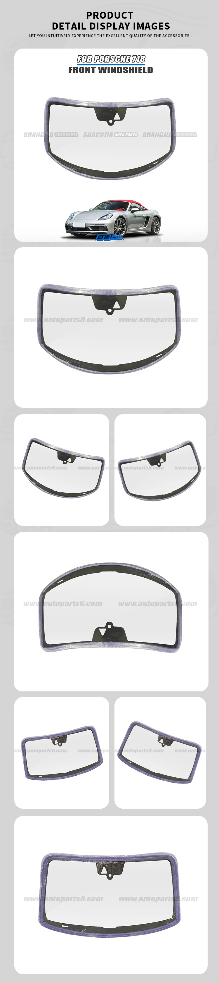 product high quality genuine laminated uv protection curved anti glare windshield for porsche 718 from old to new177267957-3