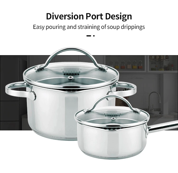 Superior Quality Stainless Steel Cooking Hot Soup Pot Saucepan Cookware Sets With Detachable Handle supplier