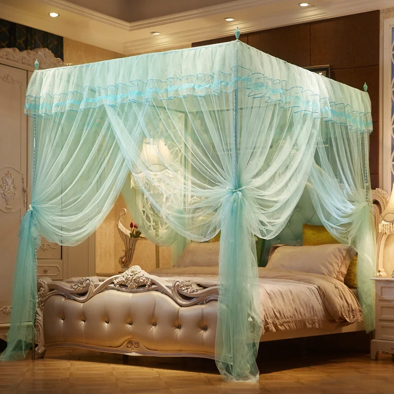 180*200*190Cm Romantic Princess Queen Size Double Canopy Tent Mesh Embroidery Lace Pleated Mosquito Net For Bed