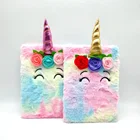 Notebook For Children Colorful Flower Unicorn Furry Plush Notebook For Children