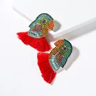 Acrylic Earrings Exaggerated Creative Diamond Inset Acrylic Color Diamond Parrot Tassel Earrings
