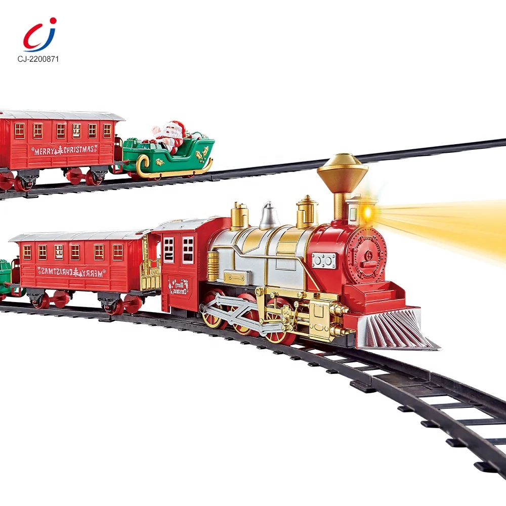 Chengji Railway toy electric car race track train kids plastic musical electric train toy christmas train with light