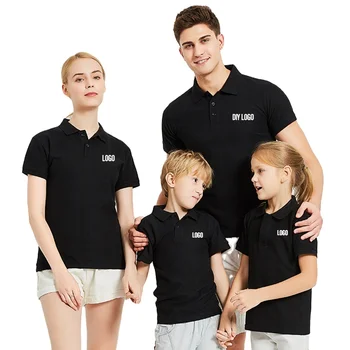OEM Family Matching Cotton Short Sleeve Polo Shirt Parent-child Solid Candy Color T Shirt For Mother and Me