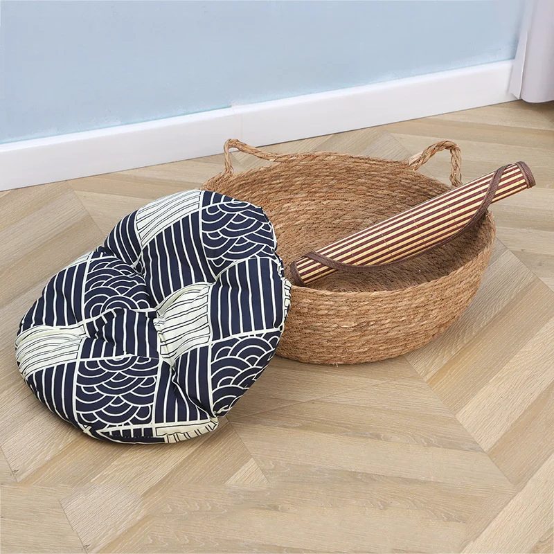 HUAYI  Four seasons  cotton and grass woven pet baskets for pet accessories handwoven  grass Weaving Cat Bed with Cushions