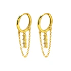 Party Long Earrings Fashion Party Jewelry Diamond Long Tassel 925 Silver Zircon Gold Plated Drop Earrings