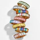 Cubic Zirconia New Arrival Hot Sale Jewelry Baguette Cubic Zirconia Colorful Eternity Ring For Women Men