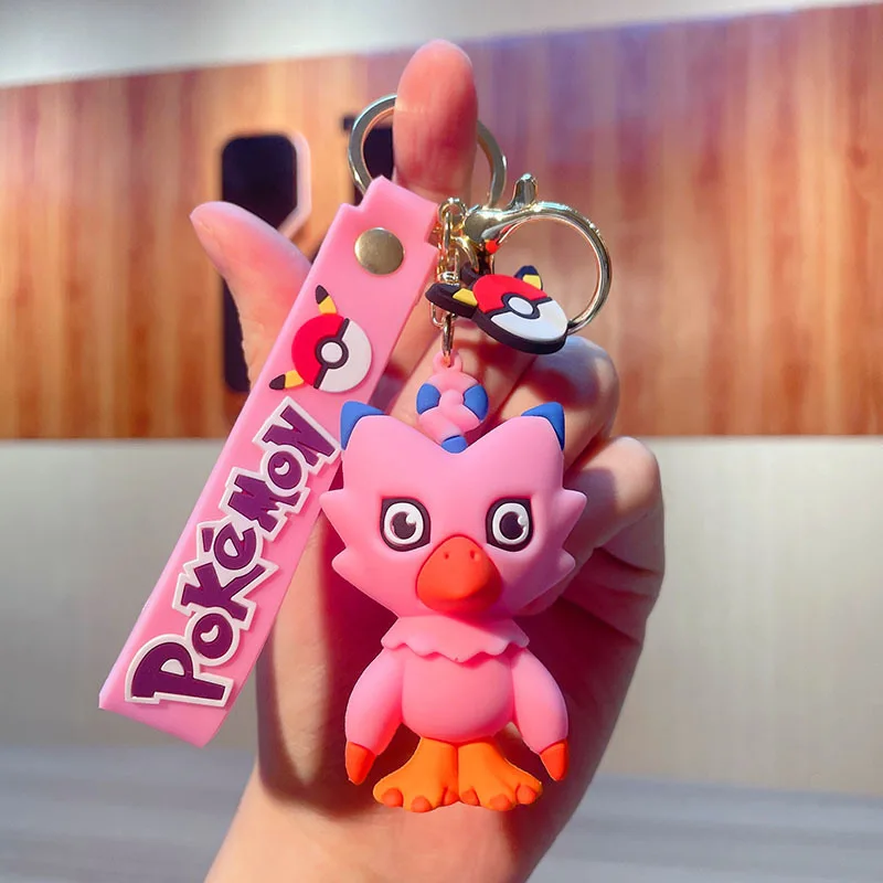 2024 New Pokemond Pendant Lovely Cartoon Poke Keychain  Soft Rubber Key Chain Accessories Car Key Handbag Decoration Keychains