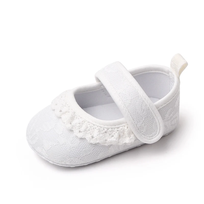 Baby Girls Solid Color Embroidered Lace Edge Soft Soled Comfortable Infants Princess Step Shoes supplier
