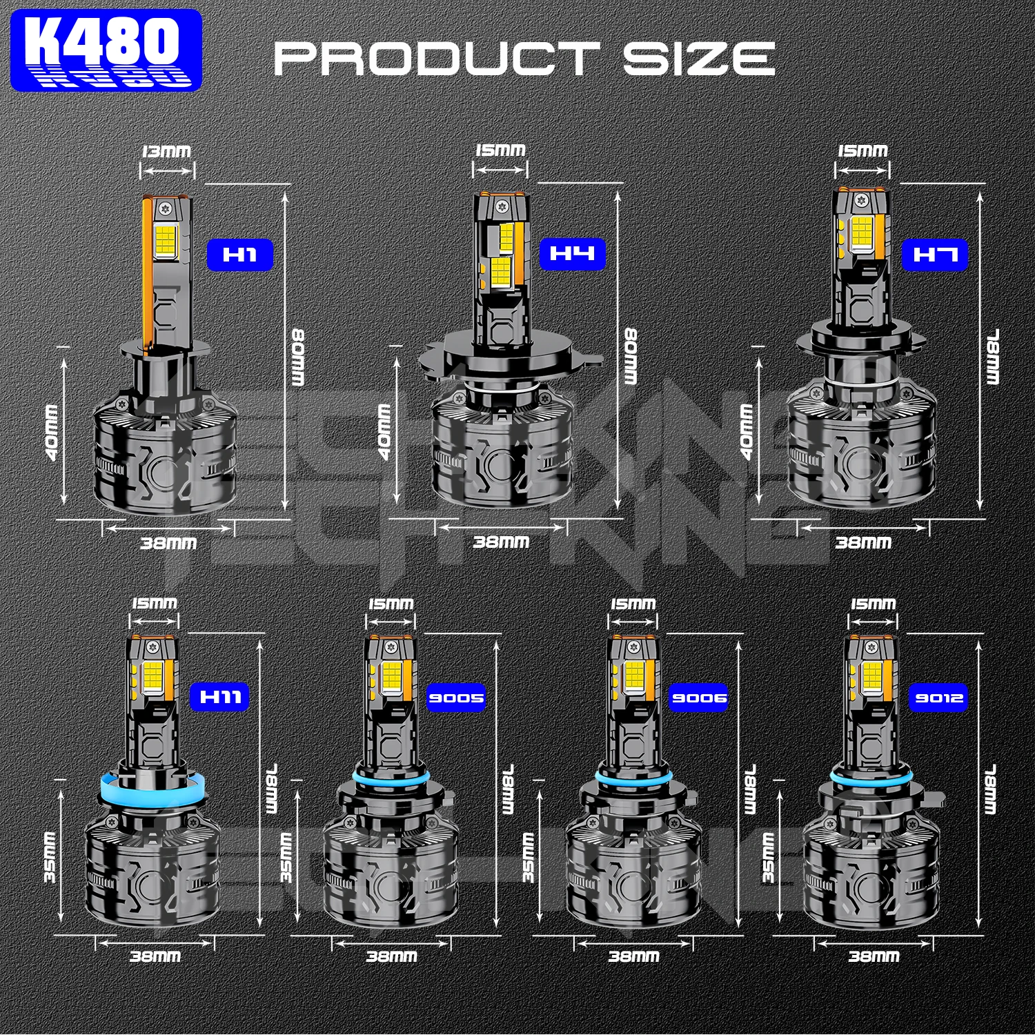 TECH-KING New Product K480 300W Car LED Headlight Bulbs 4575 Wick Universal H4 H11 9005 9006 9012 Canbus H7 H1 LED Headlight