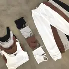 Custom Logo Sweatpants Plain Crop Top Tracksuit 2 Piece Pants Jogger Set 2 Piece Set Women