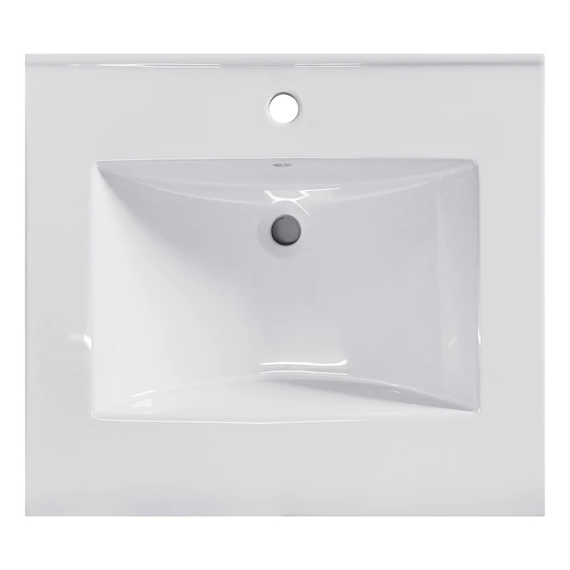 Wholesale 25 Inch Tarpul Hand Wash Basin Modern Design Rectangle White Ceramic Washbasins Porcelain Bathroom Vanity Sink Cabinet supplier