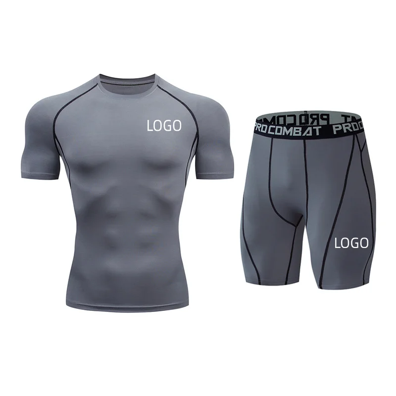 Quick Dry T-Shirt Tees Gym Fitness Sets Fit Breathable Soccer Wear Workout Sports Underwear Activewear T Shirt Short Set Mens Sh