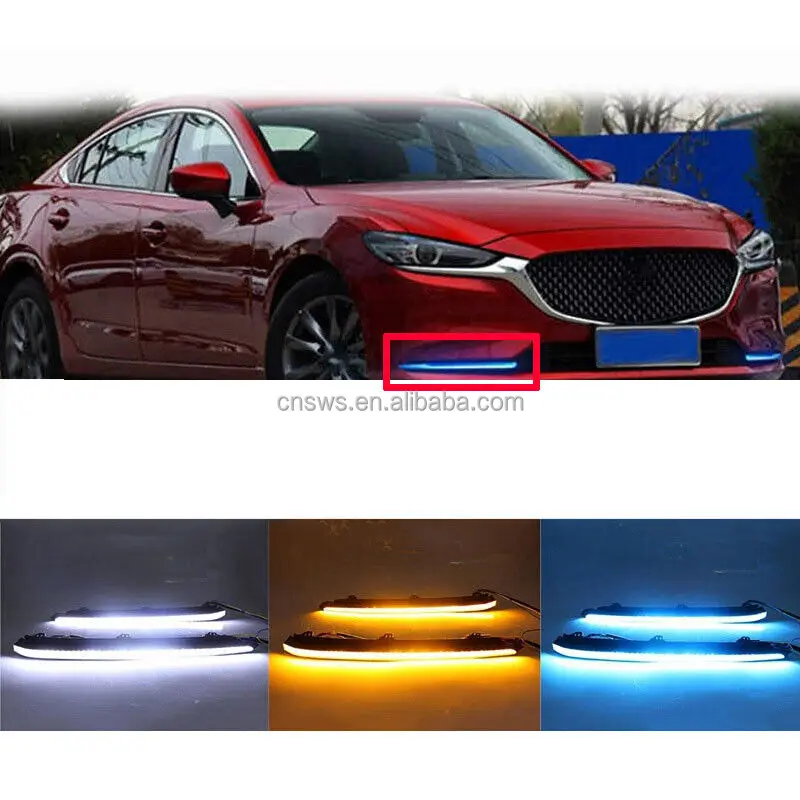 produkt 2szt led światła do jazdy dziennej kierunkowskaz lampa przeciwmgielna z zestawem montażowym strona LR dla mazda 6 2018 2019 2020 2021-35