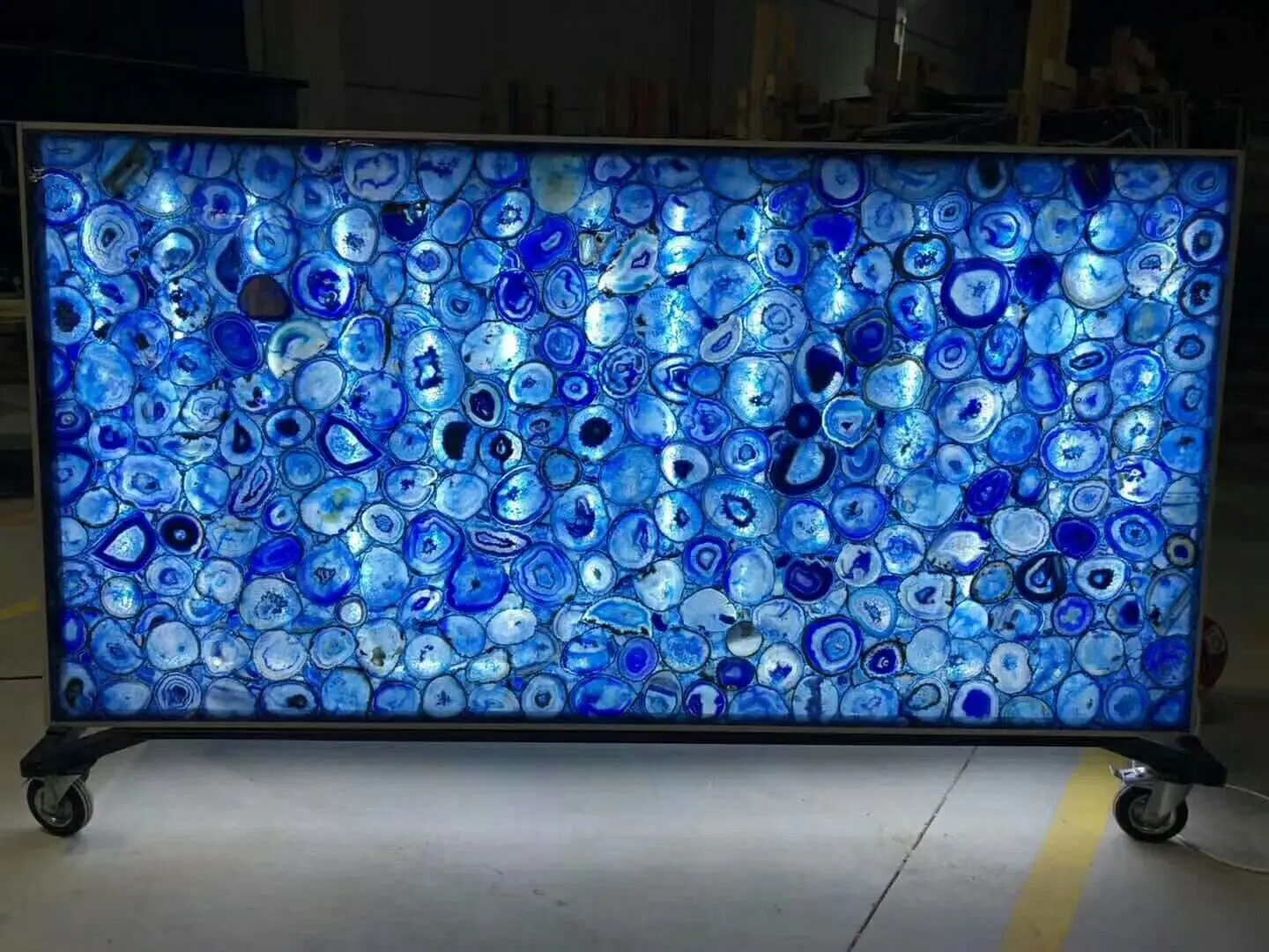 product yuanda china semi precious stone table manufacturer led backlit blue agate slab furniture factory-3