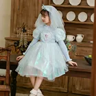 Kid Kids Autumn Winter Warm Knited Long Sleeve Kid Dress Princess Elsa Tulle Dress For Kids Children
