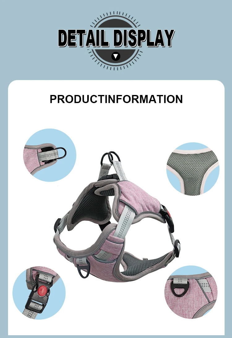 Custom Wholesale Luxury Adjustable No Pull Reflective Soft Comfortable Mesh Pet Products Dog Harness