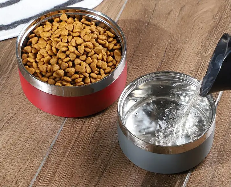 Fashion Dog Feeder Bowls Double Layers Dog Dish Rubber Non slip Dog Bowl
