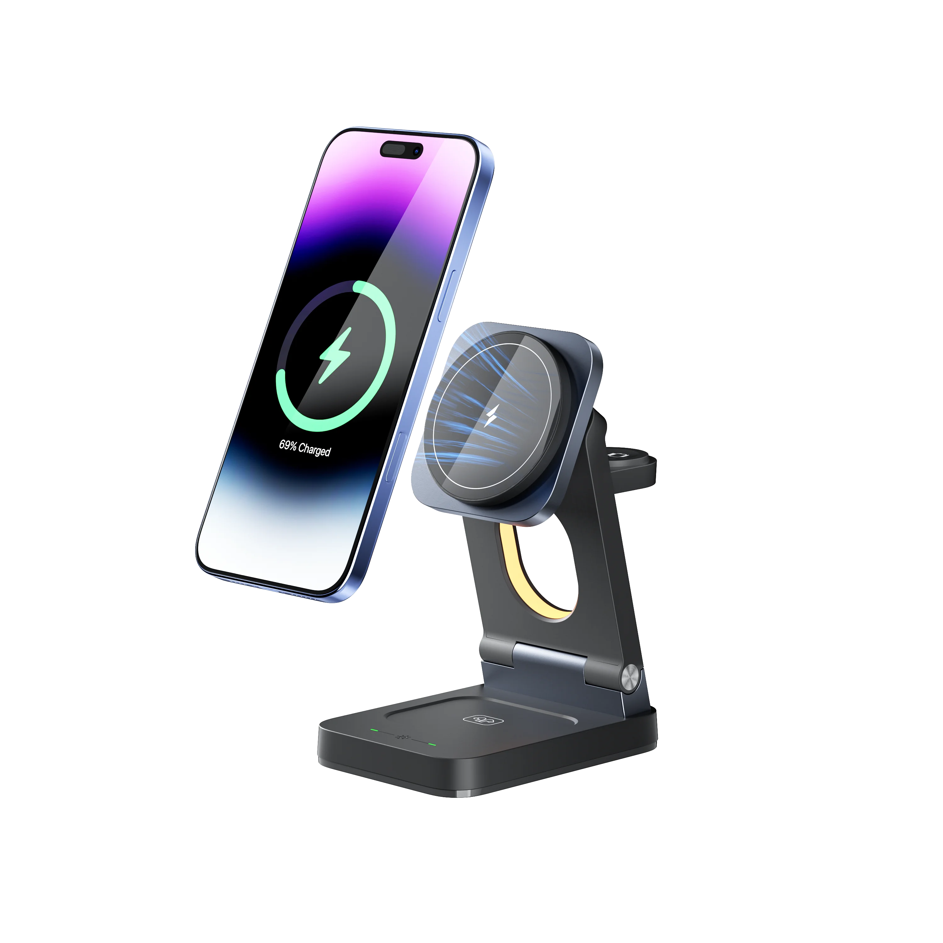 Portable 4 in 1 Foldable for Charging Station 15W Wireless Charger with Holder for Watch Earphone Travel Friendly Design