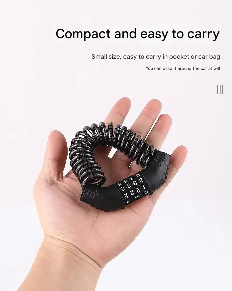 Portable Password Lock for Bicycles Motorcycles Electric Vehicles Mini Chain Lock Cycling Equipment Anti-Theft Accessory