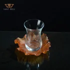 SAINT-VIEW Handmade Mini Crystal Coaster With Glass Tea Cup Set For Home Tableware