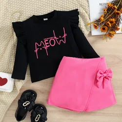 Trendy fashion toddler clothes boutique fall outfits pullover sweatshirts+shorts 2pcs kids clothes little girls sets
