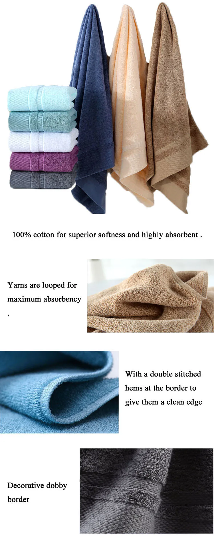 100% cotton towel set white five star hotel bath towel