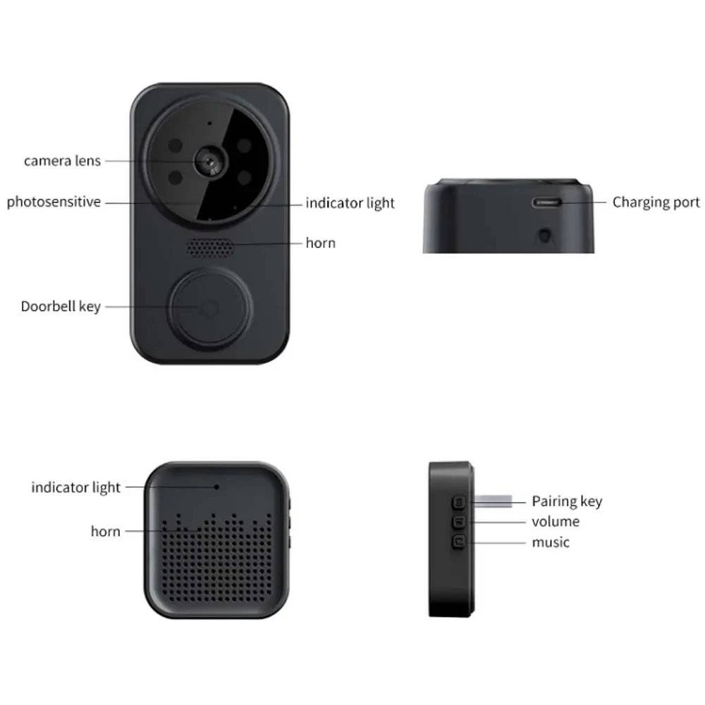 Tuya Home Security Wireless Ring Doorbell Video Smart WiFi Doorbell with Camera Intercom Door bell Multi Apartment Video audio