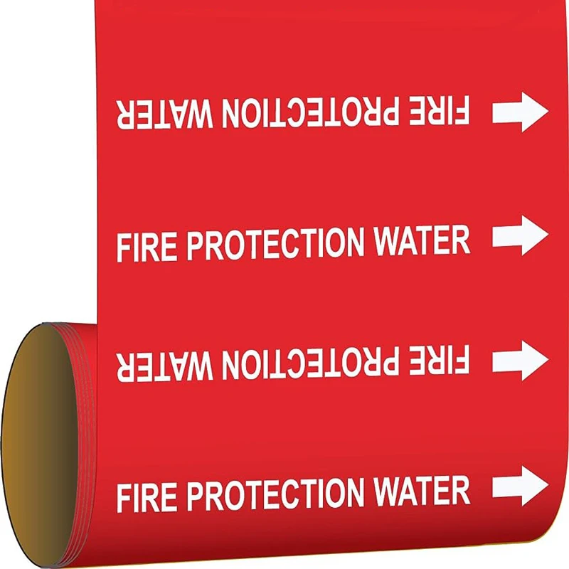 Custom Pipe Marker Labels Fire Sprinkler Water Chemical/oil/Moisture Resistance Weatherproof Material Vinyl Label Stickers