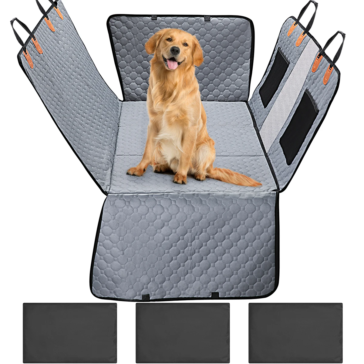 product collapsible waterproof dog  cat car seat cover oxford hardboard with nonslip mesh  scratchproof animal pattern backseat use-48