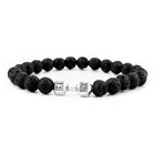 Bracelet Homme Fitness Black Matte Lava Natural Stone 8mm Bead Dumbbell Bracelet For Men