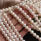 Pearl 8mm Punch Natural Fresh Water Pearl Necklace Semi-finished Beads With Growth Lines