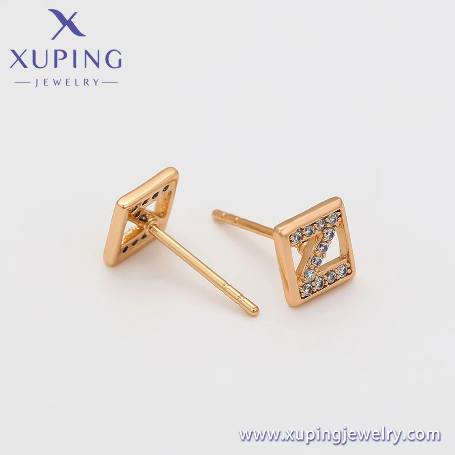 A00370945 xuping jewelry fashion simplicity Z earring 18K gold color Elegant Simple stud earrings